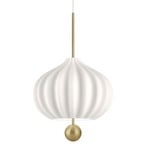 kdln hanglamp Lilli, wit/messing, Ø 32 cm