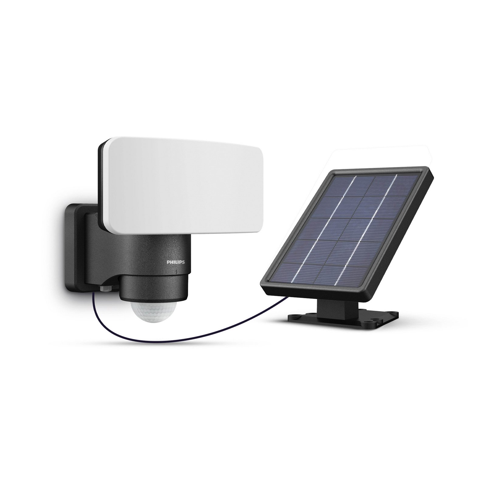 Philips LED-Solar-Außenstrahler Tylus, schwarz 5.000K Sensor