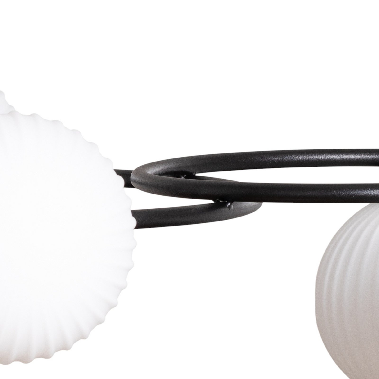 Libra living room lamp, opal/black, Ø 70 cm, glass, 5-bulb.