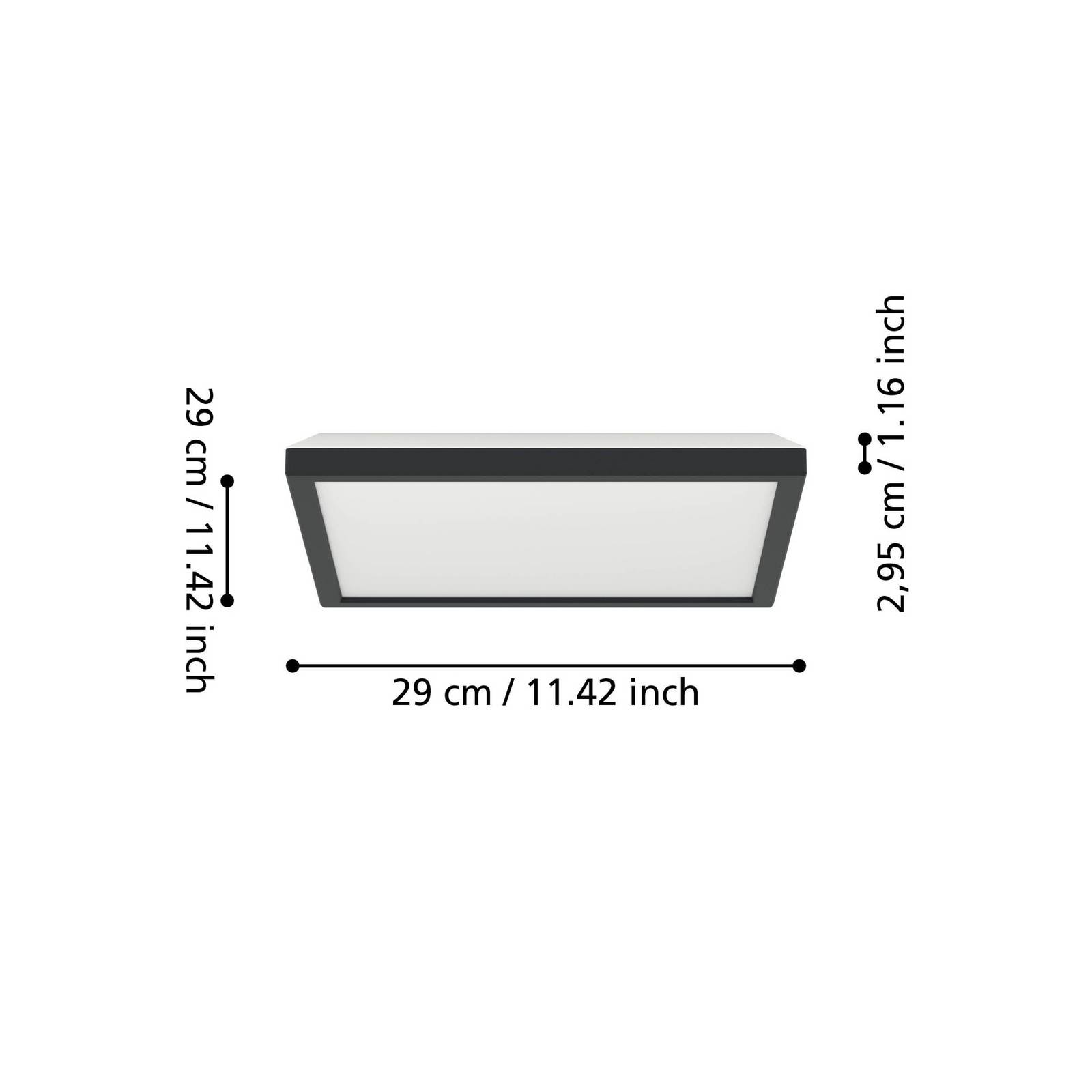 EGLO connect lampa sufitowa LED Rovito-Z, czarna, 29 x 29 cm