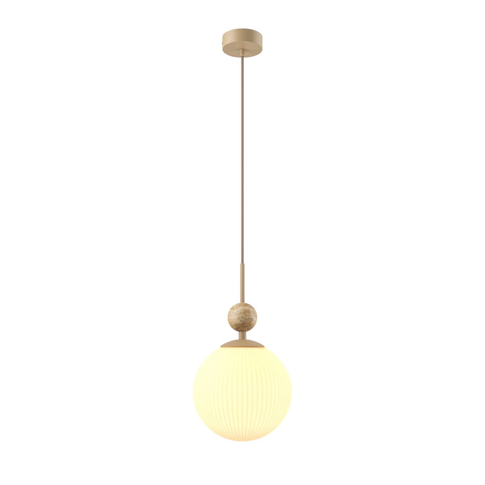 Maytoni Hängeleuchte Tavo, beige, Travertin/Glas, Ø 20 cm