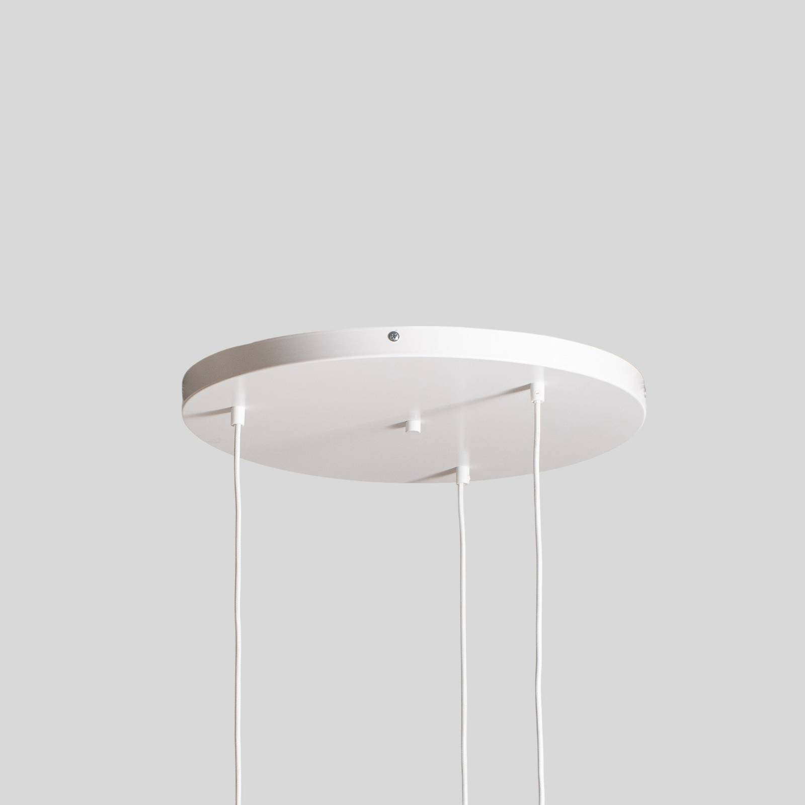 Żyrandol Funda, brązowy/biały, Ø 64 cm, stal/drewno, 3-punktowa