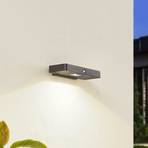 Lucande Tavon LED solarna zidna svjetiljka, kvadratna, crna, senzor