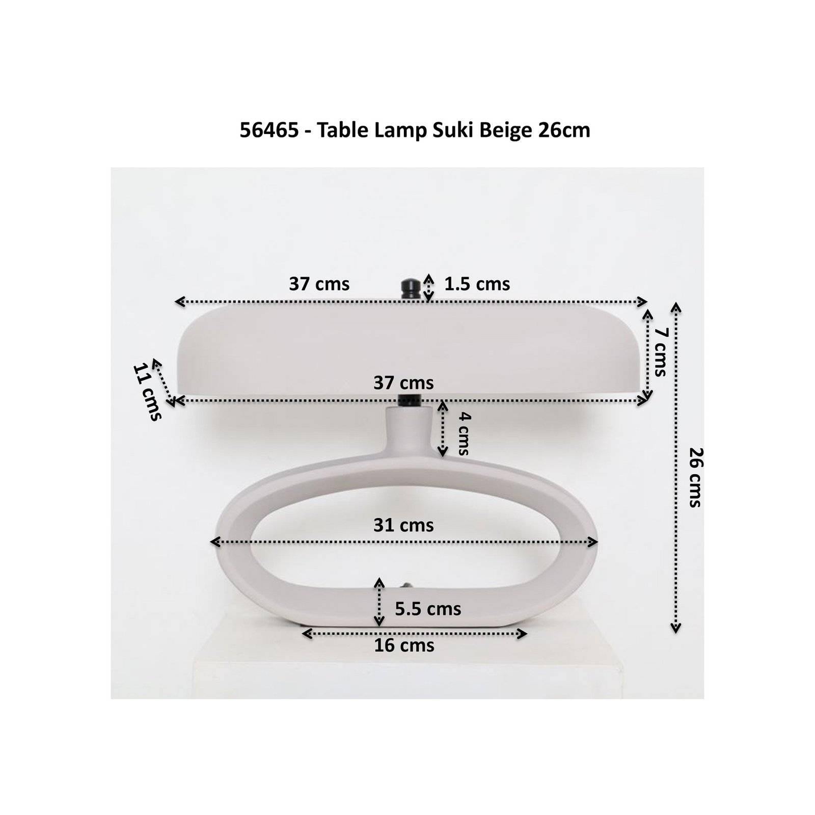 Kare namizna svetilka Suki, bež, kovina, 26 cm, E14