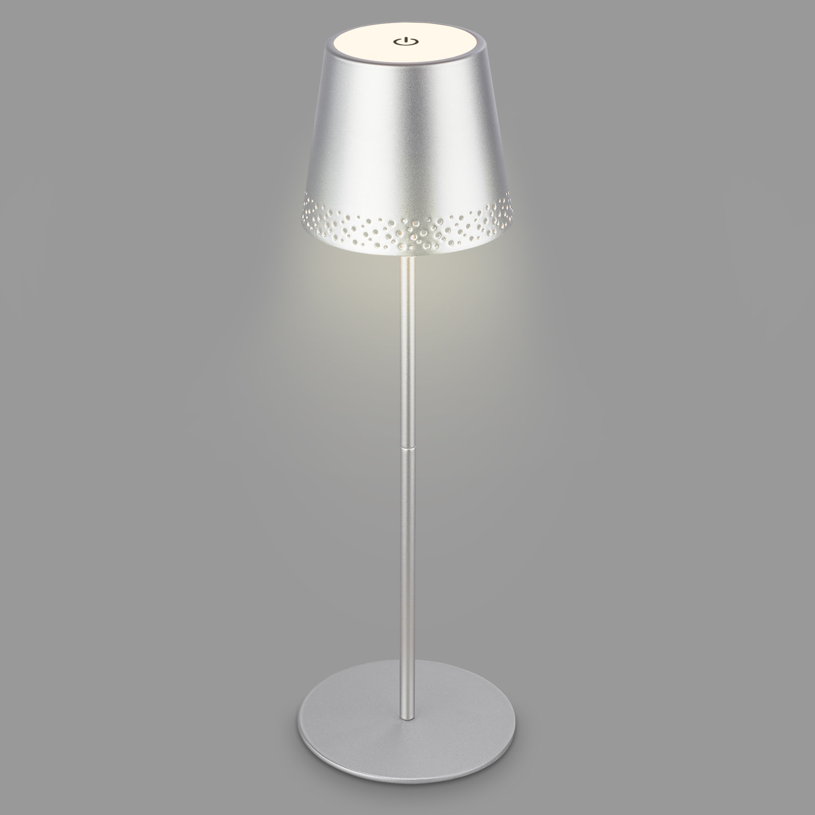 LED galda lampa Kiki ar uzlādējamu akumulatoru 3000K, matēts hroms