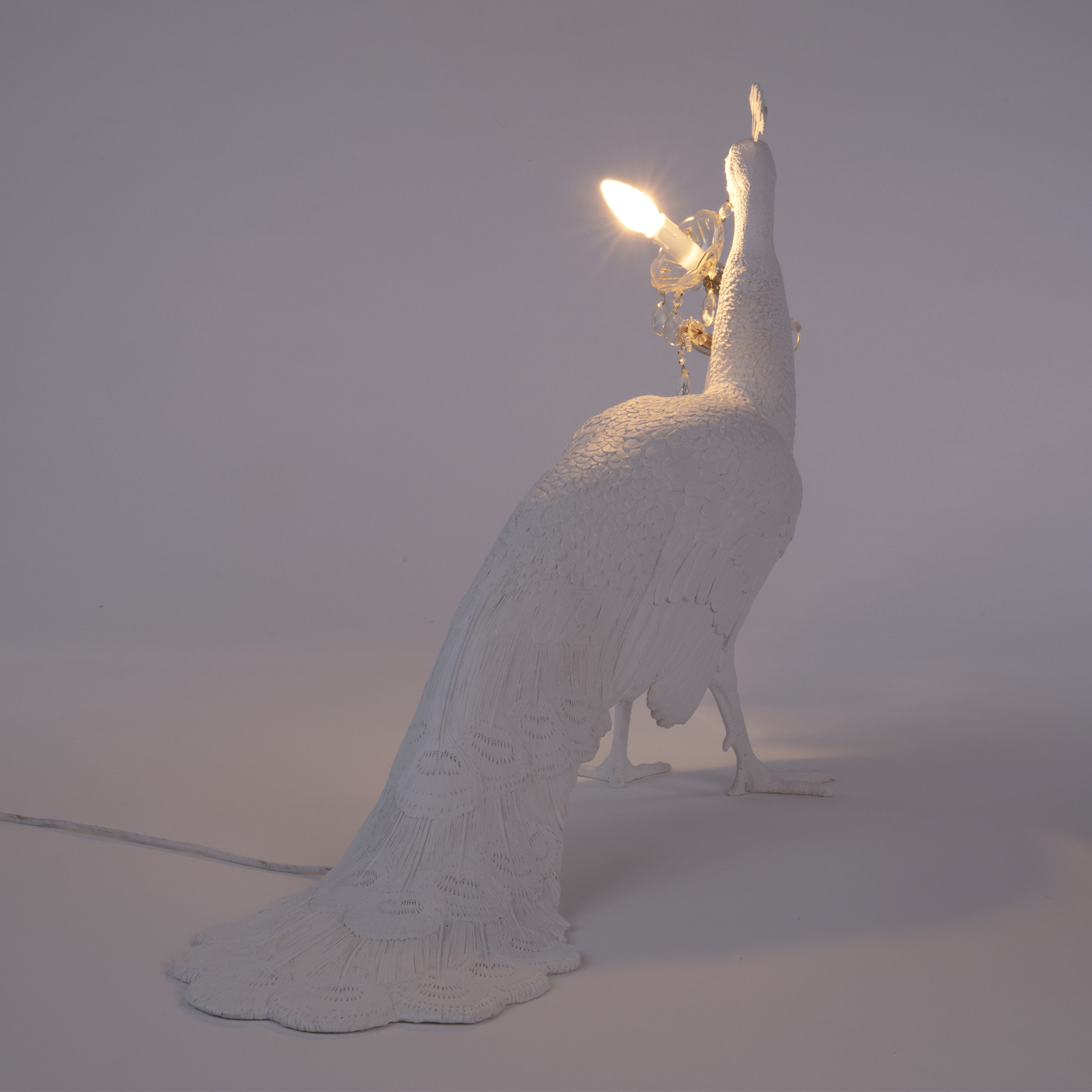 LED sfeerlamp Peacock Lamp, wit, glaskristallen