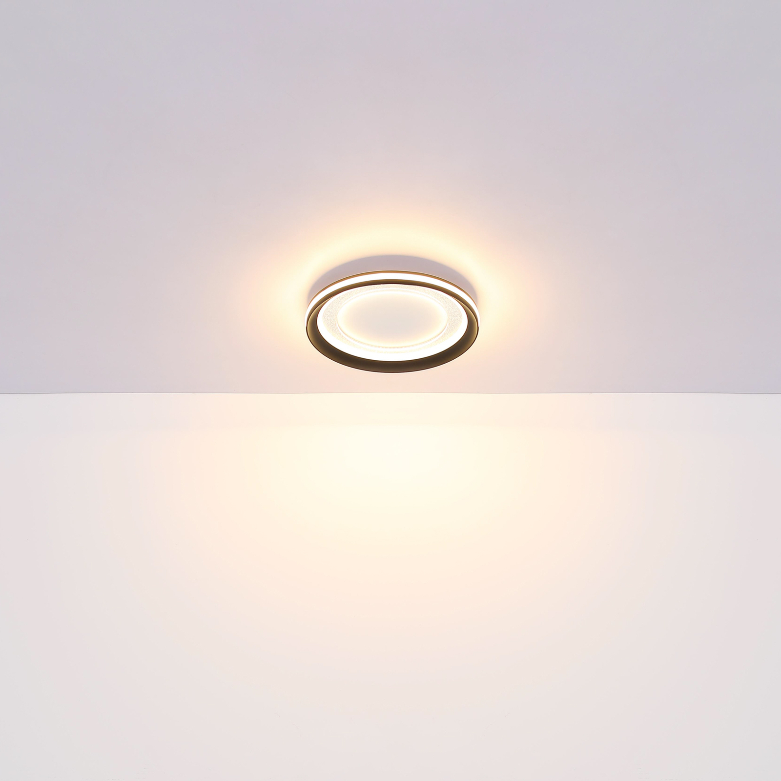 Clarino LED-loftslampe, Ø 41,5 cm, sort, akryl, CCT