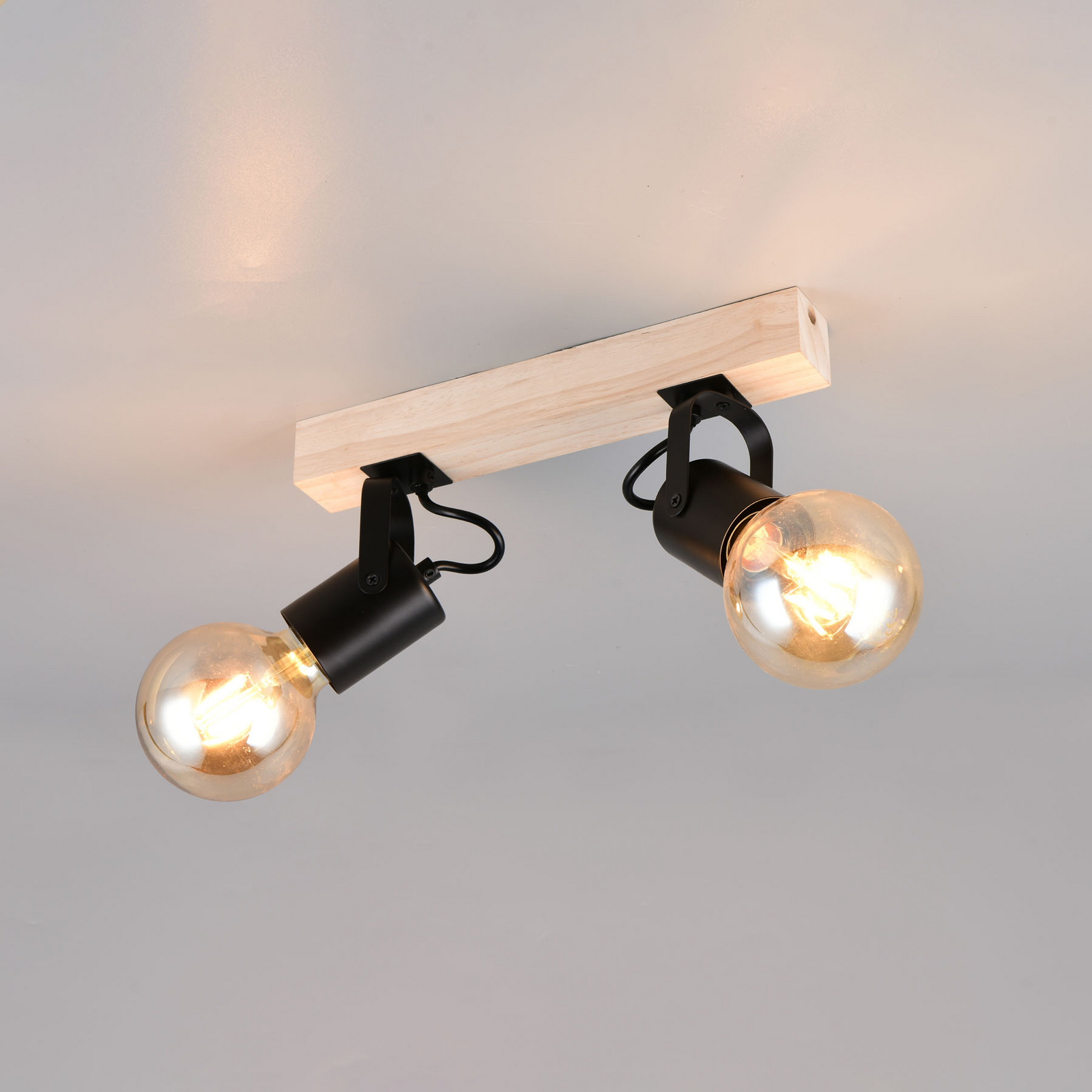 Φωτιστικό οροφής Lynar, μαύρο, ξύλο, μέταλλο, μήκος 31 cm, 2 φτερά.