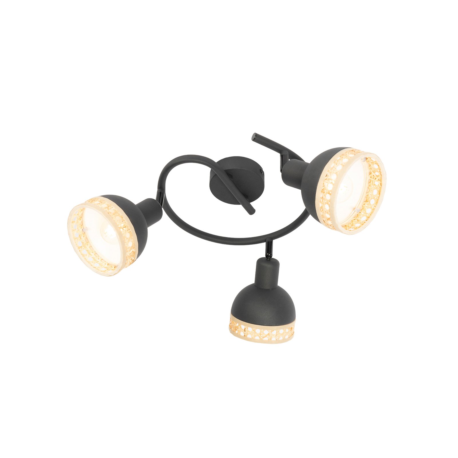 Lonnaris 3 Round Deckenleuchte Black/Nature - Lindby