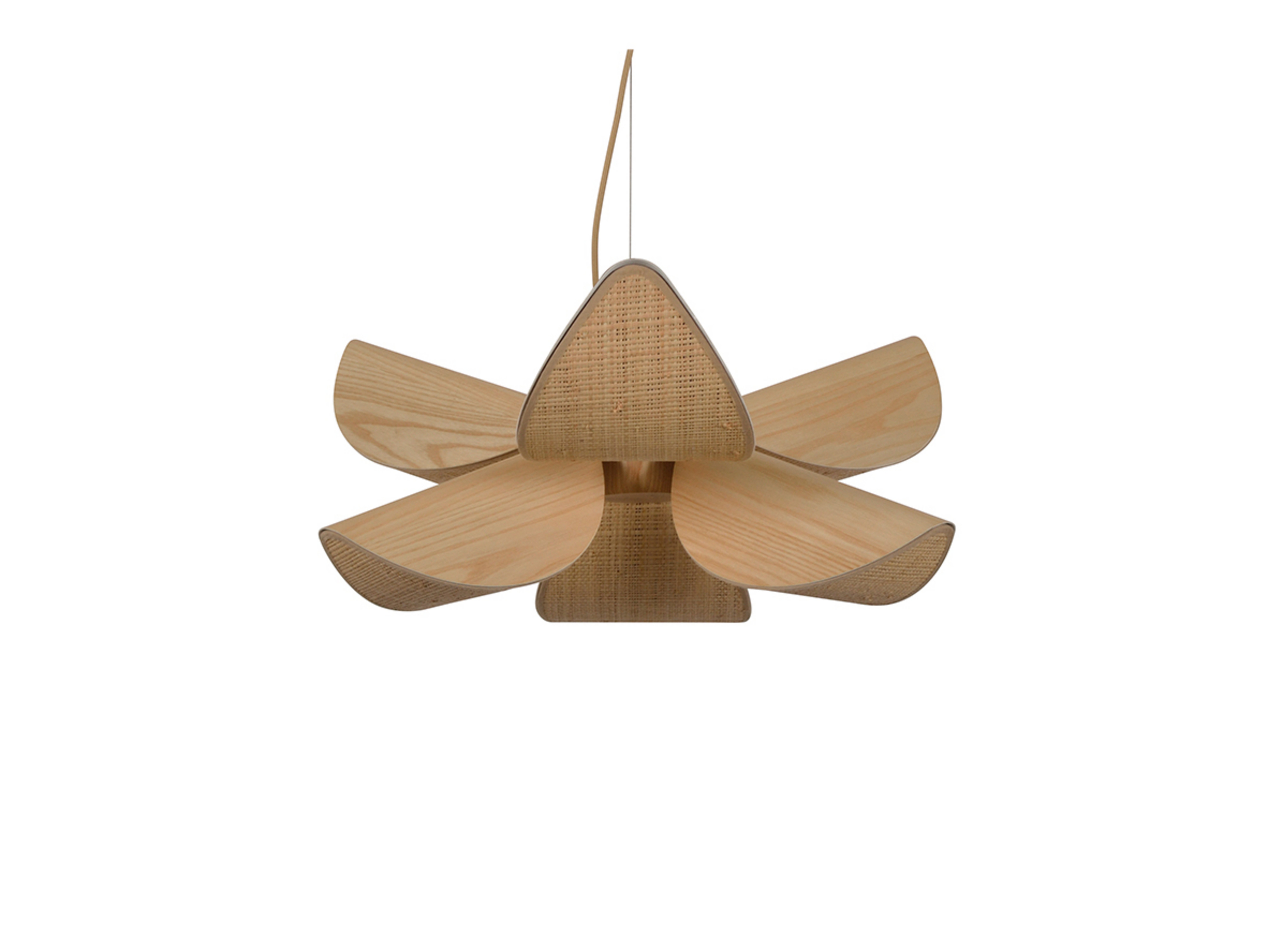 Lys hanglamp M, 6-lamps, naturel, hout/rafia - Forestier