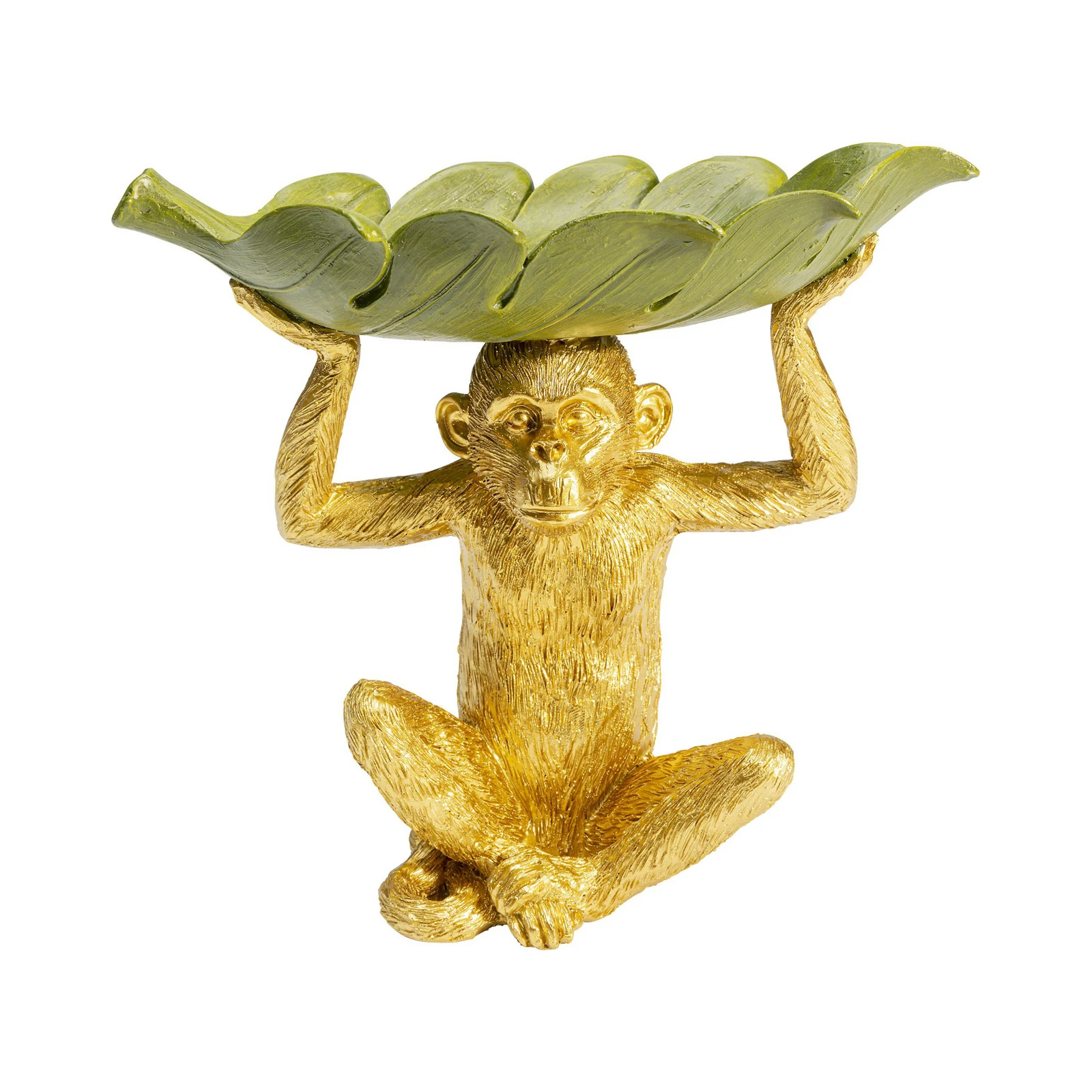 KARE Banana Leaf decorative bowl, gold/green, hand-painted