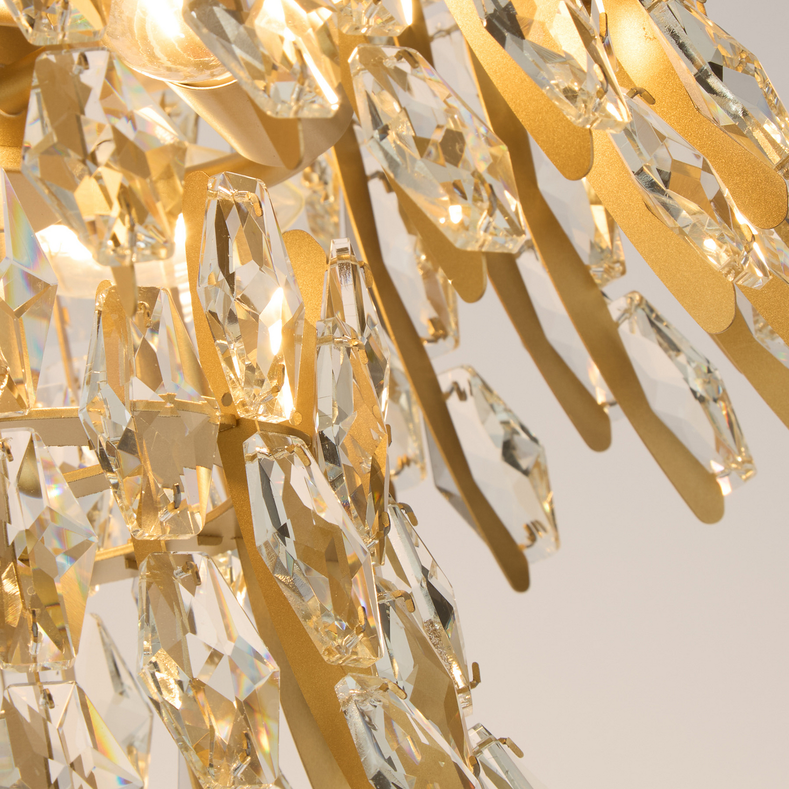 Plafón Monarch, color dorado/transparente, cristal, metal, E14