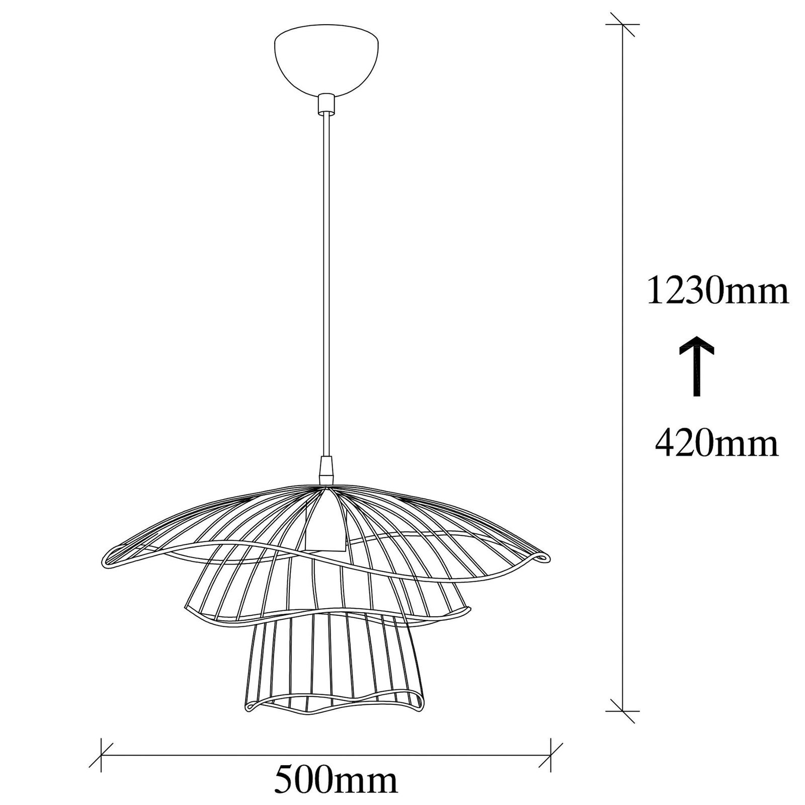 Függőlámpa Tel 6504, fekete, vas, Ø 50 cm