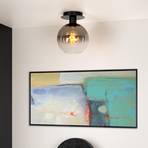 Φωτιστικό οροφής Marius, γυάλινο κάλυμμα, μαύρο, 1-φωτιστικό