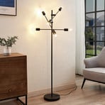 Lindby Estar floor lamp, black, metal, 6-bulb, 150cm