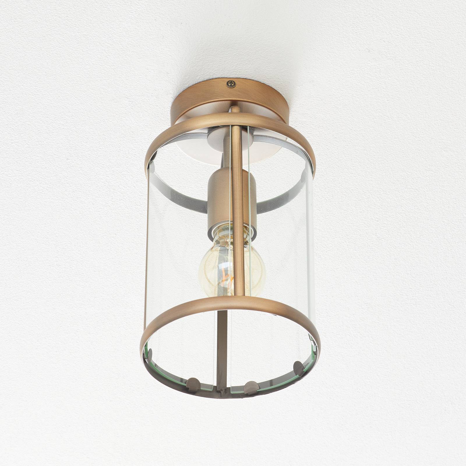 Deckenleuchte Pimpernel, bronze, Metall, Glas