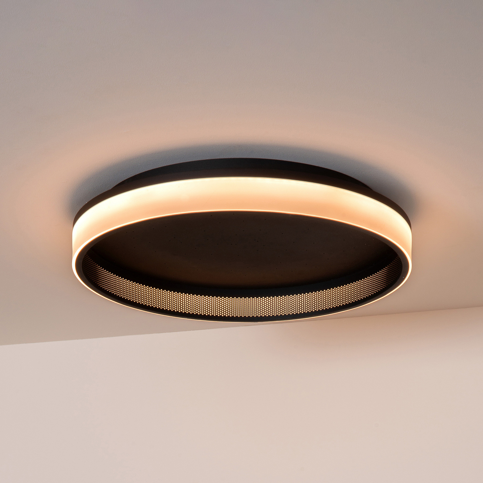LED-Deckenleuchte ESTREJA, schwarz, Ø 40 cm, CCT, stepdim