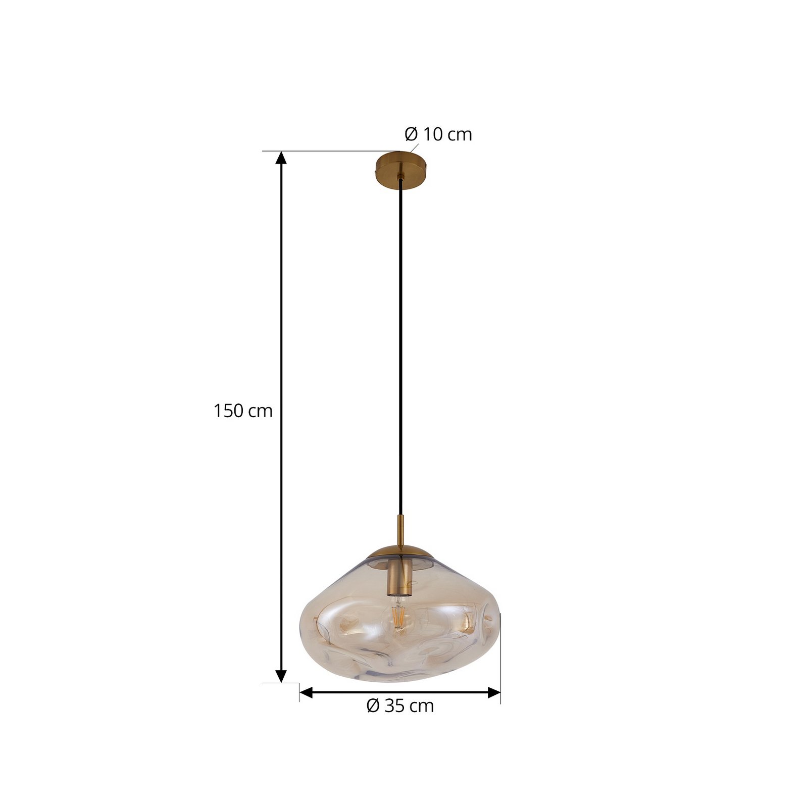 Lindby Hängeleuchte Lelia, amber, Glas, Ø 35 cm