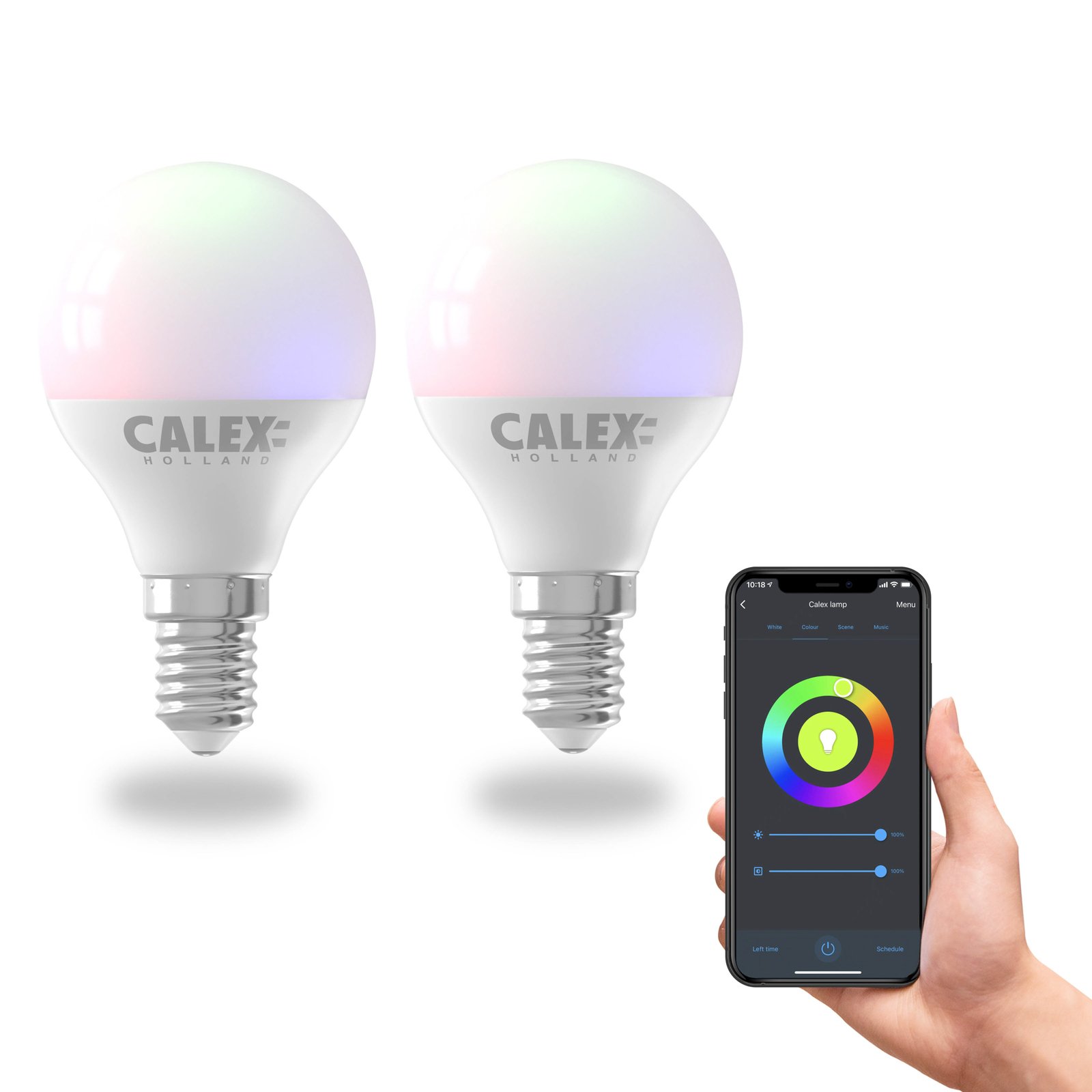 Calex Smart E14 P45 4,9W LED-lampa CCT RGB 2-pack