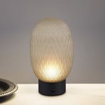 LED rechargeable table lamp Facette, green, USB, glass,