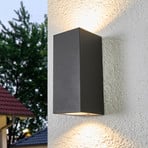 Lucande outdoor wall light Xava, up/down, graphite, 2-bulb, GU10