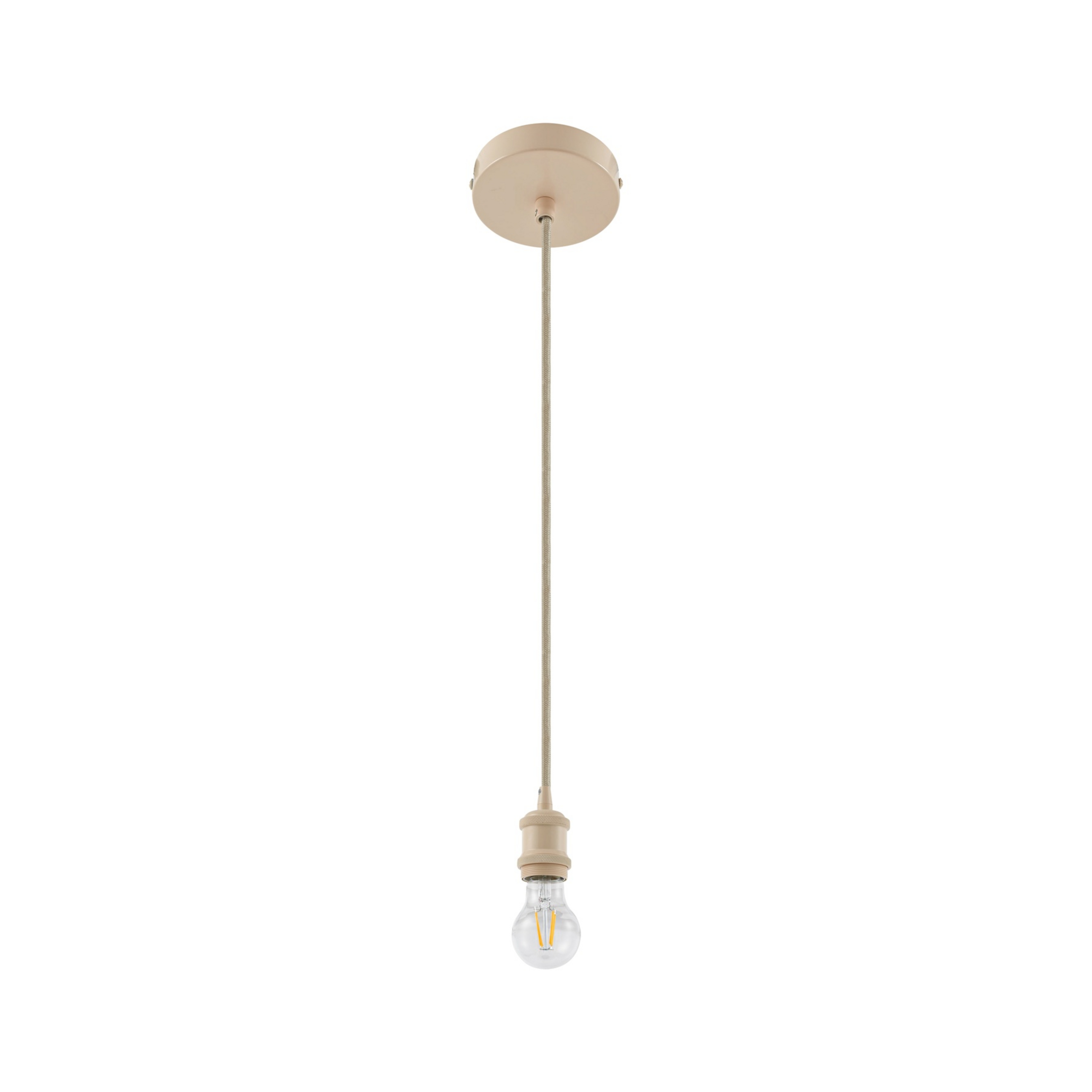Hattie pendellampe, fatning E27, Ø 5 cm, beige, metall - Lindby