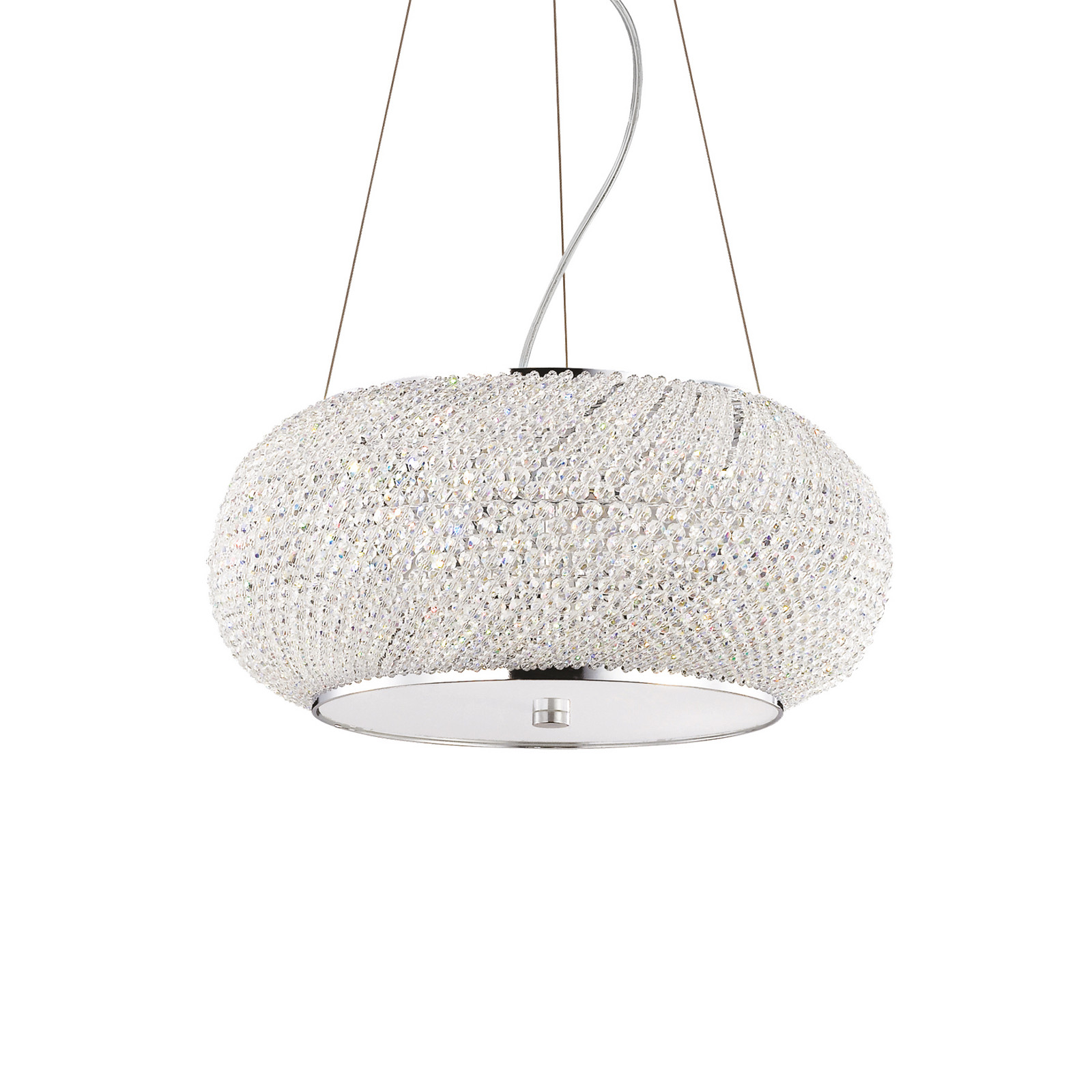 Lampă suspendată IDEAL LUX Pasha crom/transparent Ø 40 cm sticlă - Camera de zi / sufragerie - crom transparent