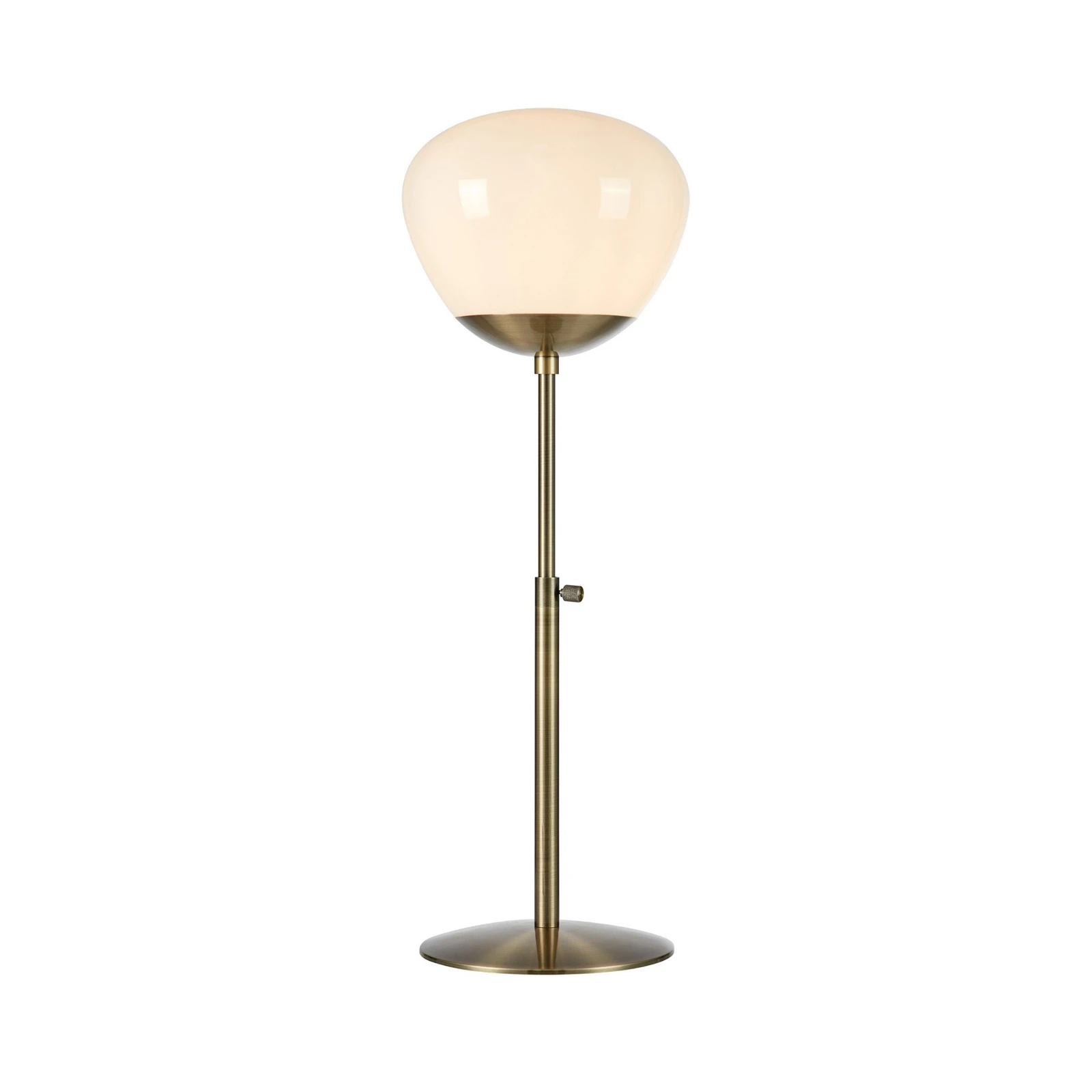 Rise bordlampe, høyde 75 cm, antikk messing, jern, glass