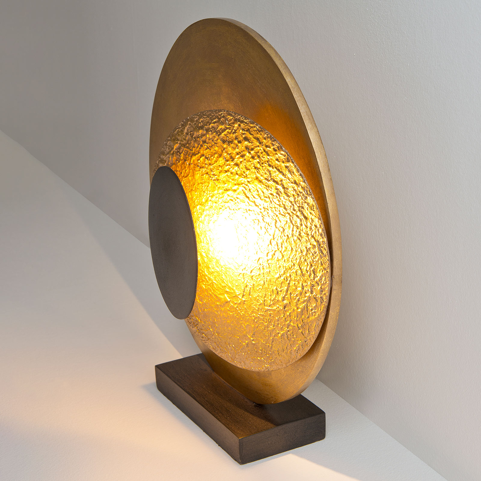 Lámpara de mesa LED La Bocca alto 43 cm oro-marrón