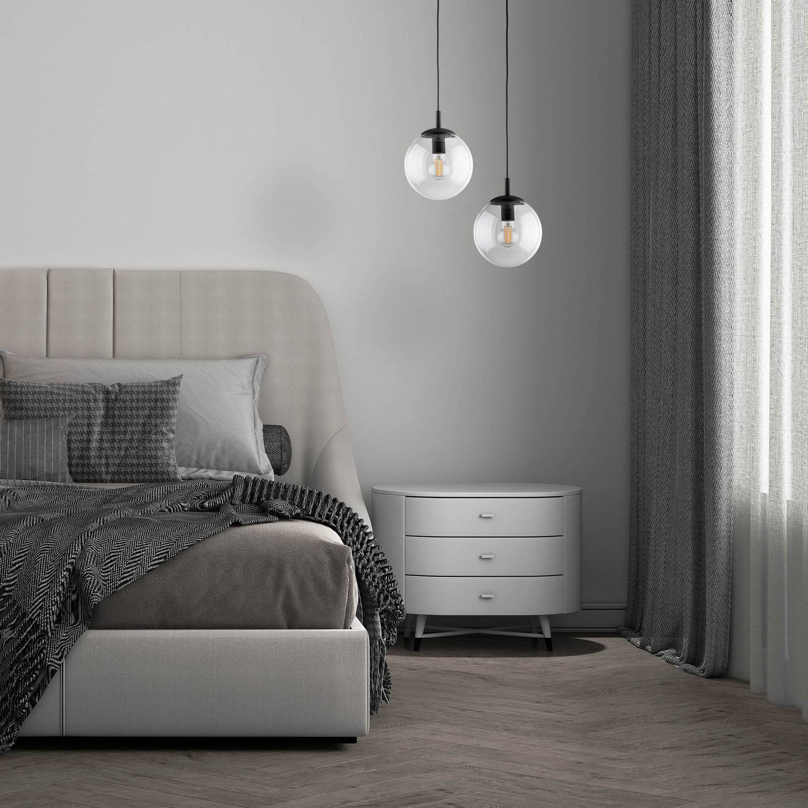 Lampa wisząca Esme, Ø 30 cm, przezroczysta, szkło, kula, E27