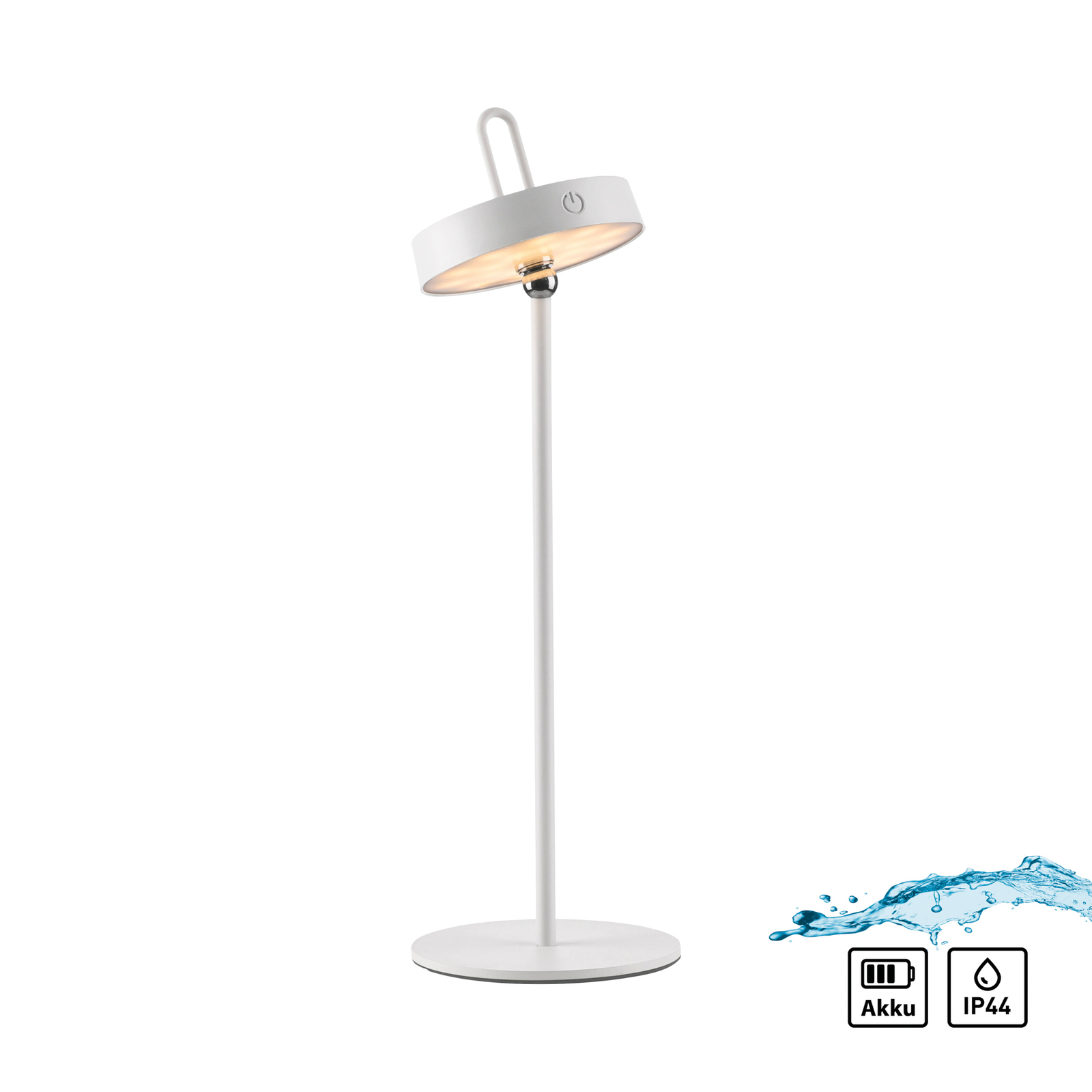 JUST LIGHT. Amag LED uzlādējama galda lampa, balta, dzelzs, IP44