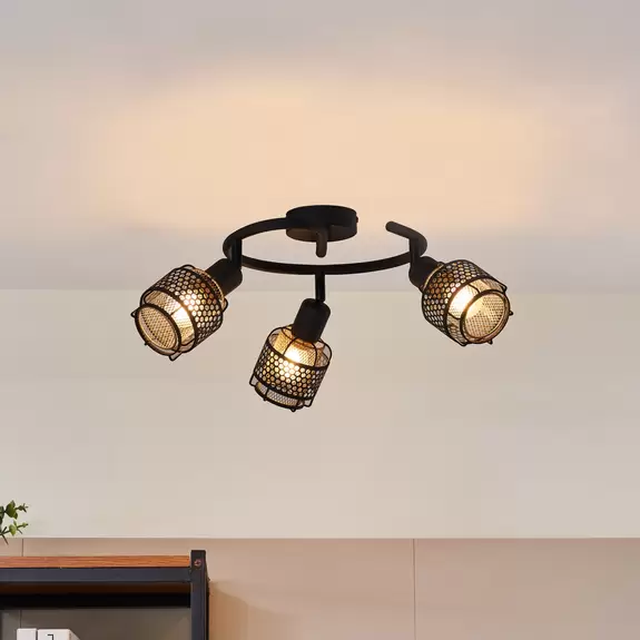 Lampenwelt Lindby Eudoria Deckenlampe 3-flammig schwarz/gold