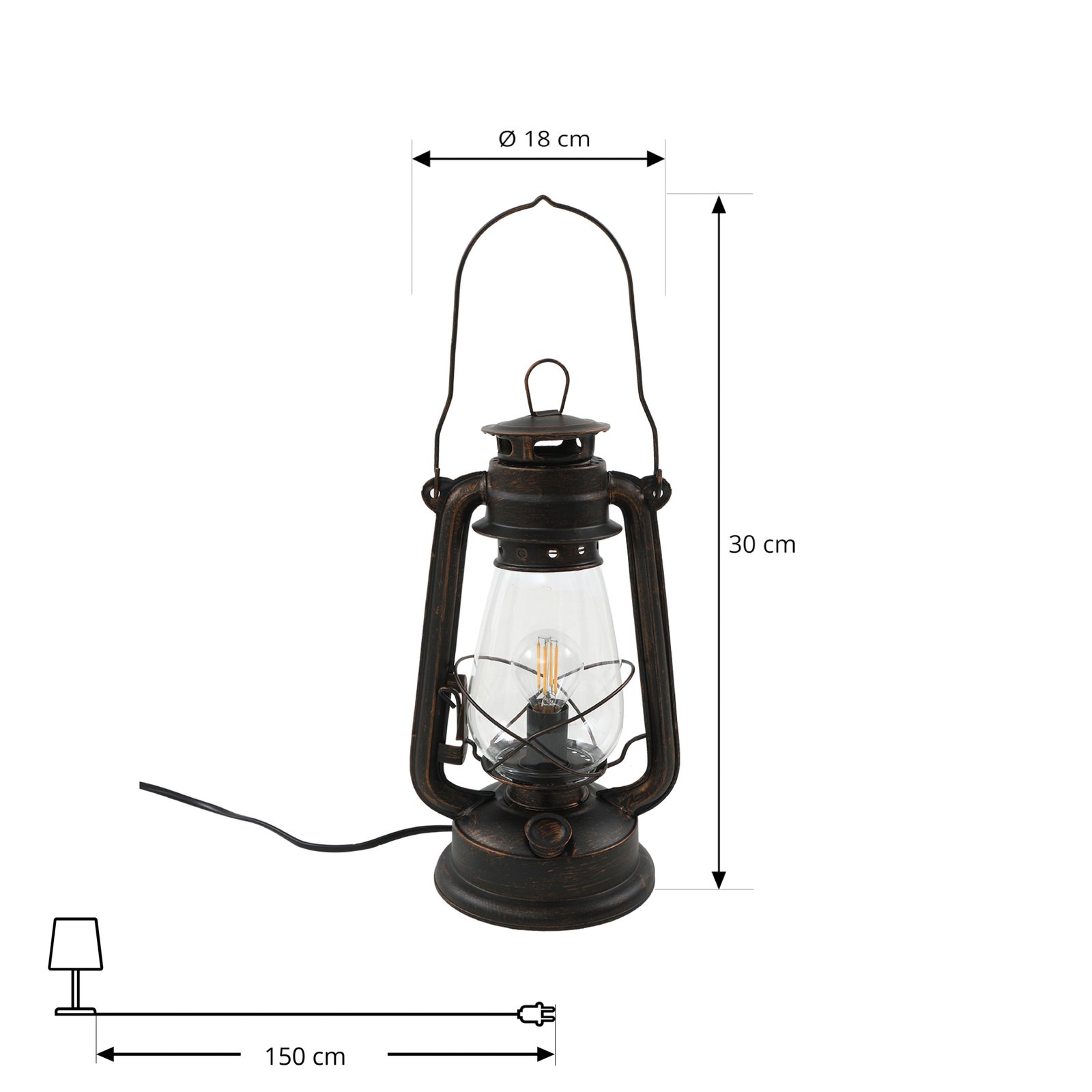 Raisa Lampe de Table Rust/Clear - Lindby