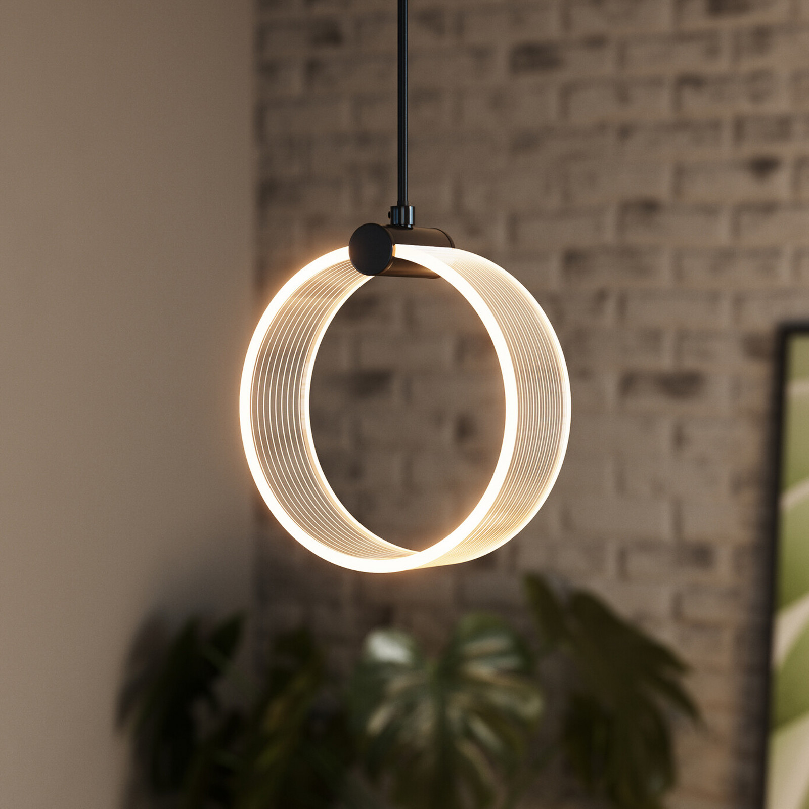 Lampă suspendată LED OSRAM Decor Circle 1 bec CCT negru - Camera de zi / sufragerie - Modern - Plastic