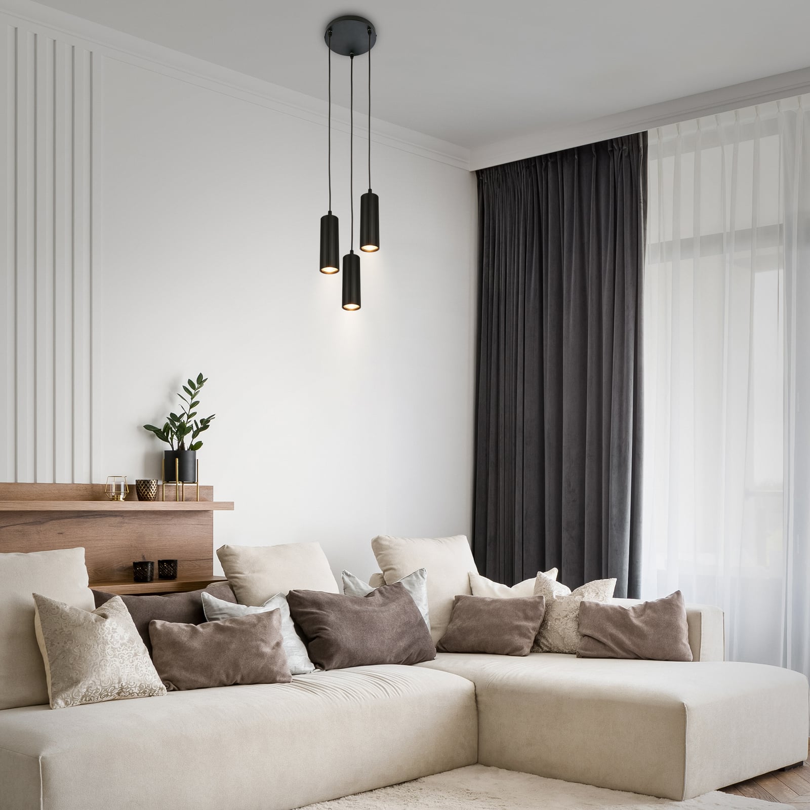 Suspension Ida, noire, à 3 lampes, Ø 20 cm, GU10 Suspension Ida, noire, à 3 lampes, Ø 20 cm, GU10