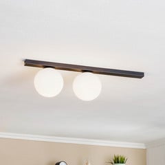 Lámpara de techo Fit, negro/ópalo, 2 luces