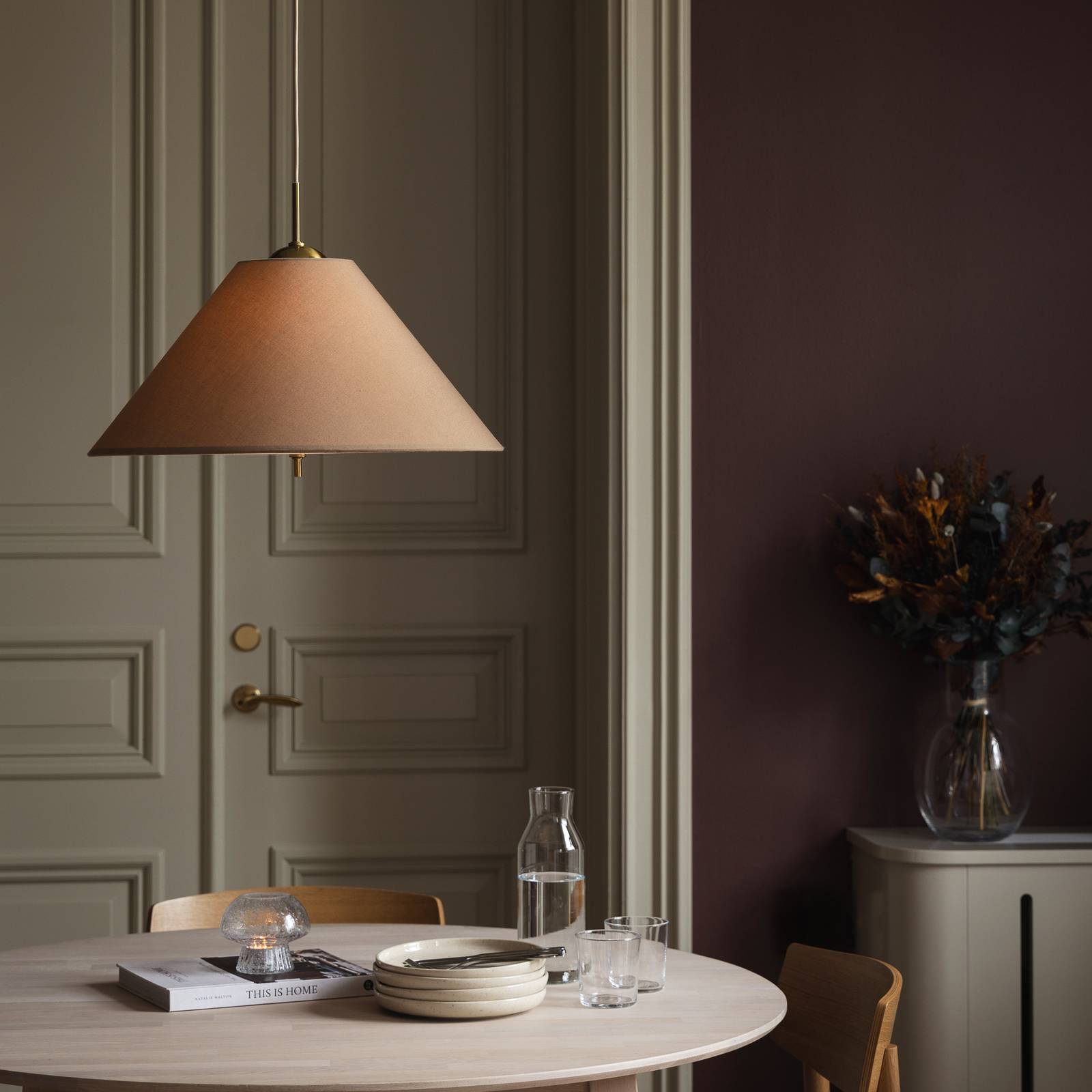 Globen Lighting żyrandol IRIS 50 w kolorze mokka, Ø 50 cm