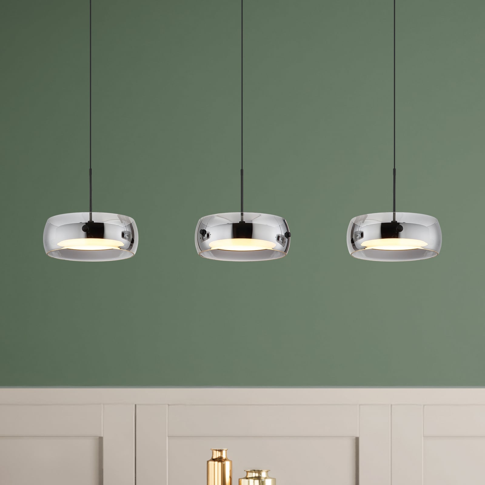 Livion LED lógó világítás, füstszürke/fekete, üveg, 85 cm