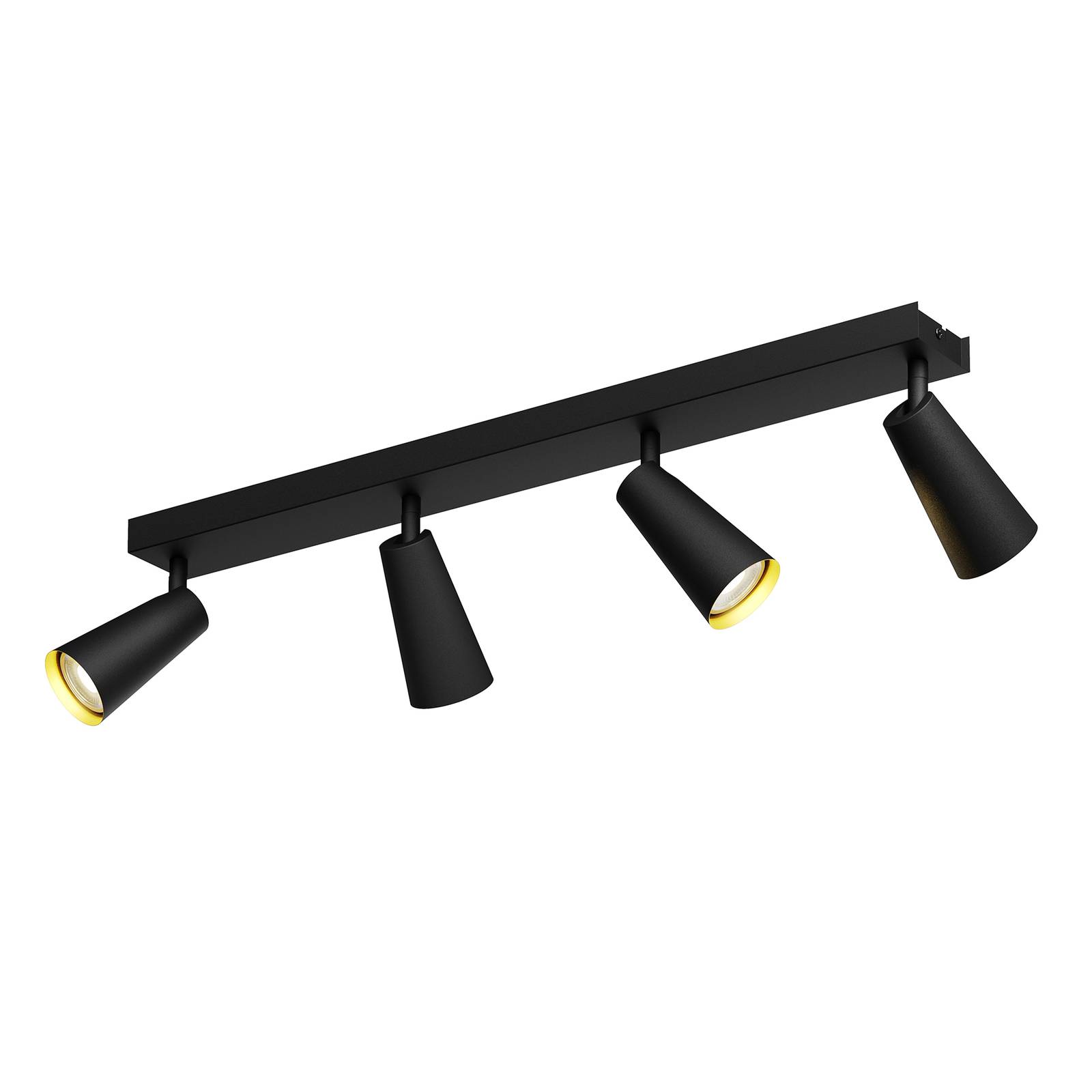 Lucande Angelina ceiling lamp black-gold, 4-bulb, for Bedroom, metal, GU10, 8 W, L: 64 cm, W: 6.5 cm, H: 16 cm