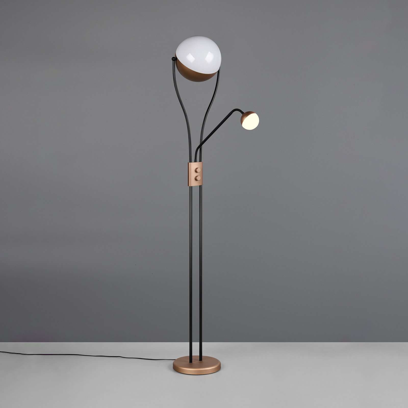 LED стояща лампа Chris, кафе, метал, лампа за четене, димер