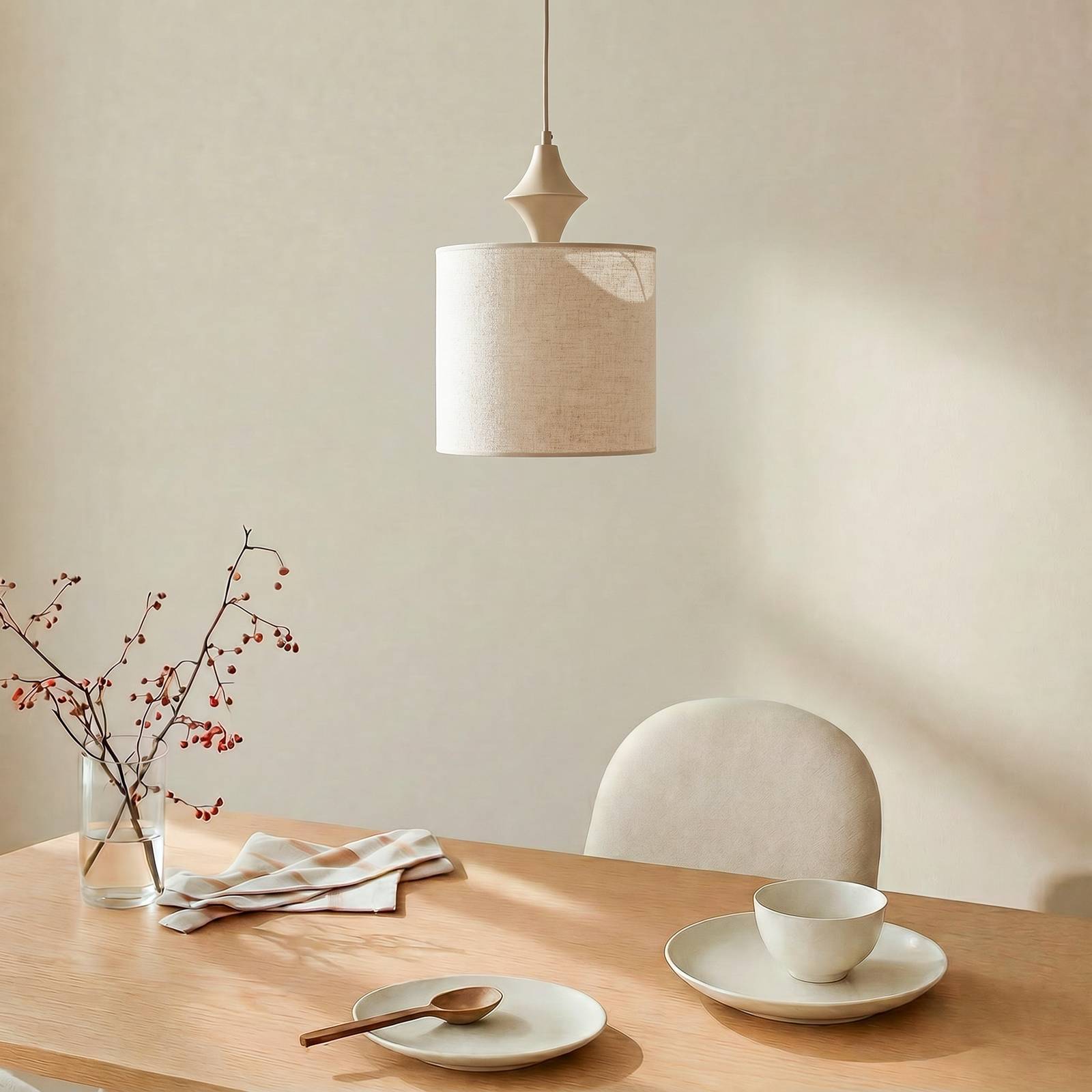  Tk Lighting Hängeleuchte Amura, Beige/sand, Stoff, ø 25 Cm, E27 