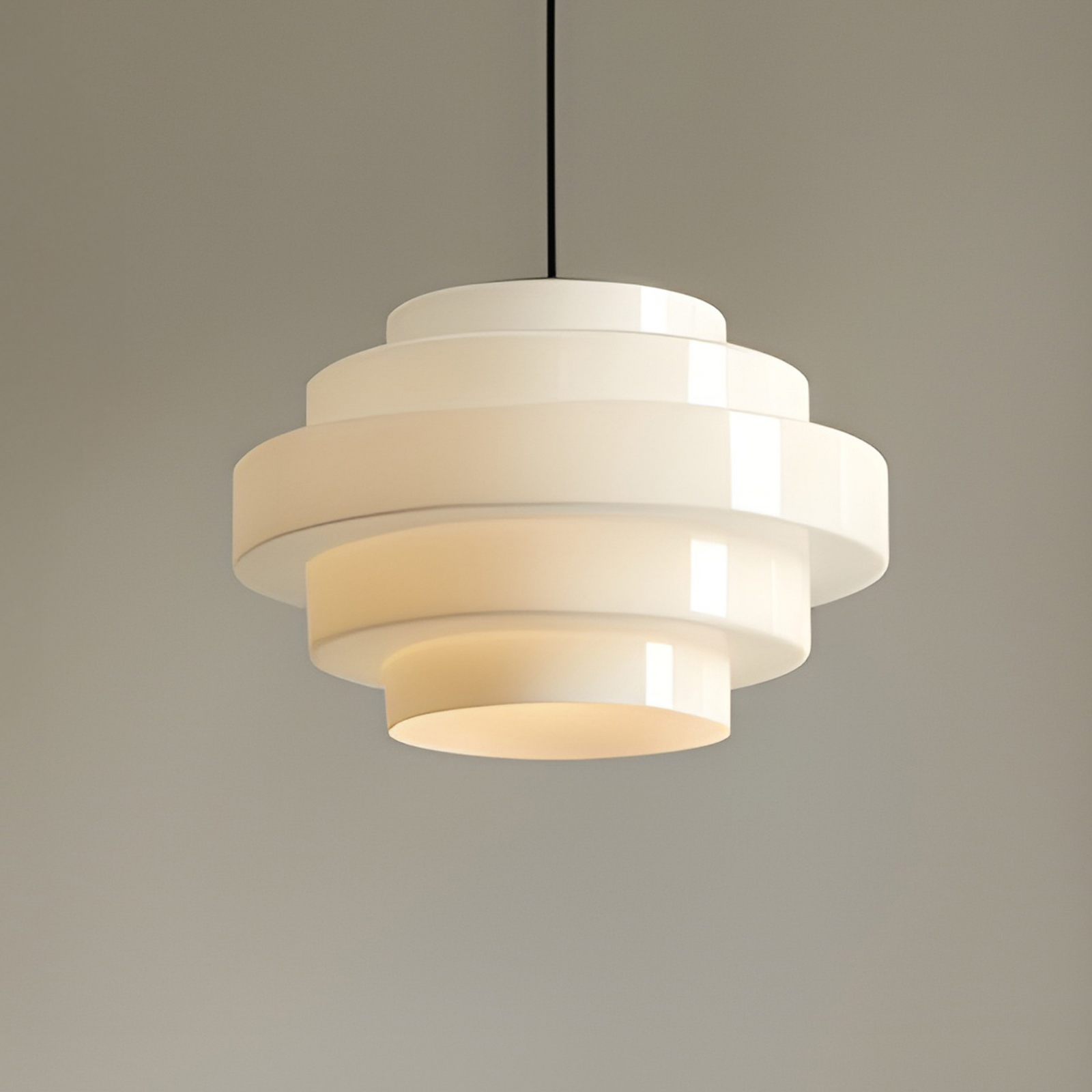 Hengelampe Filo, hvit, Ø 28 cm, glass