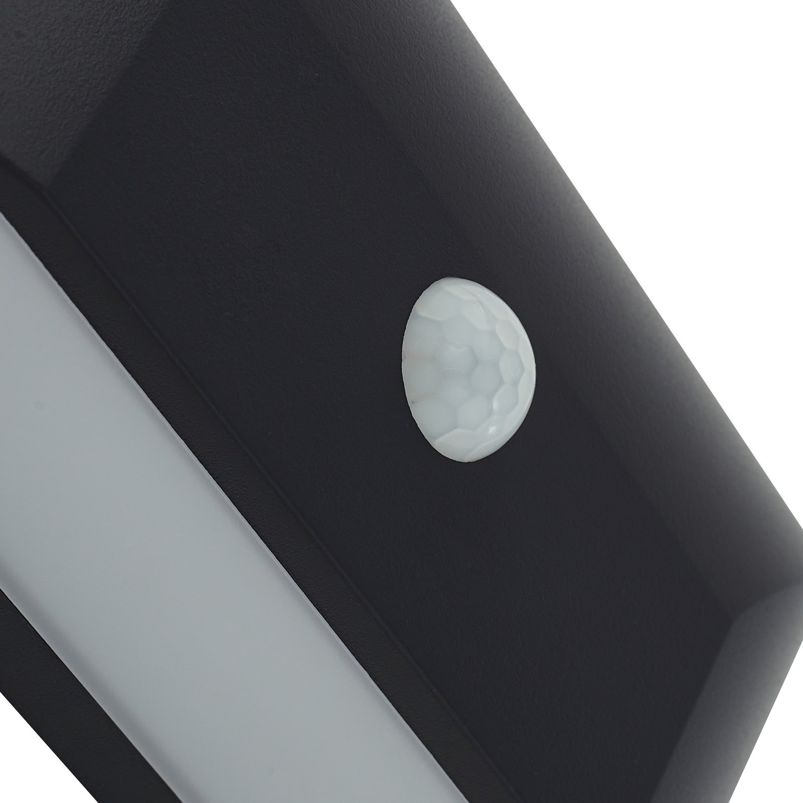 Lindby Candeeiro de parede exterior LED Siana, preto, PC, sensor