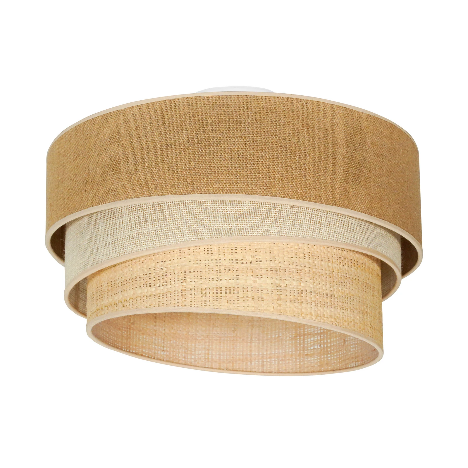 Euluna stropna svjetiljka Trio Jute, prirodno smeđa/bijela/rafija Ø 45 cm