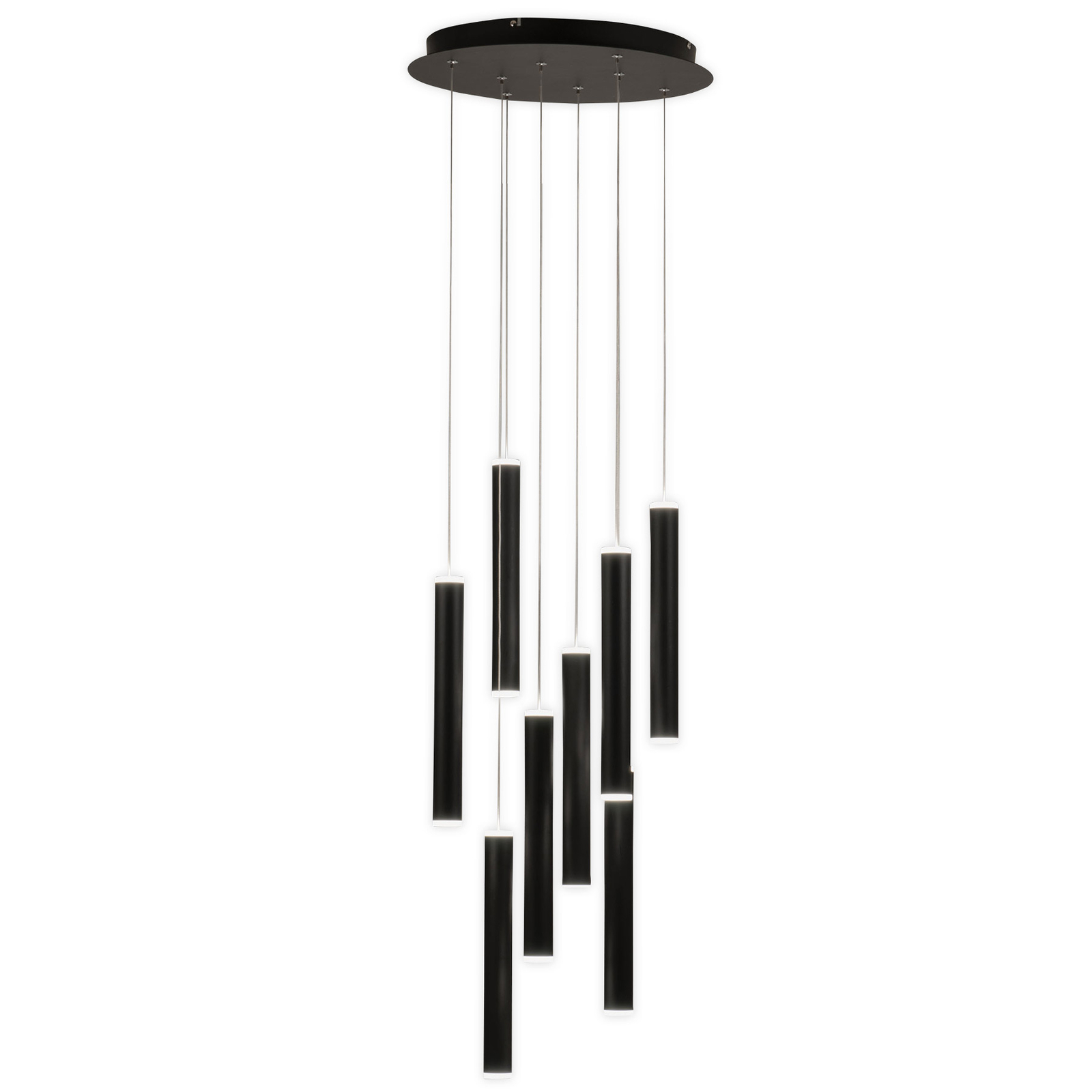LED-Hängeleuchte Prado, schwarz, 8-flammig, Ø 40 cm, dimmbar