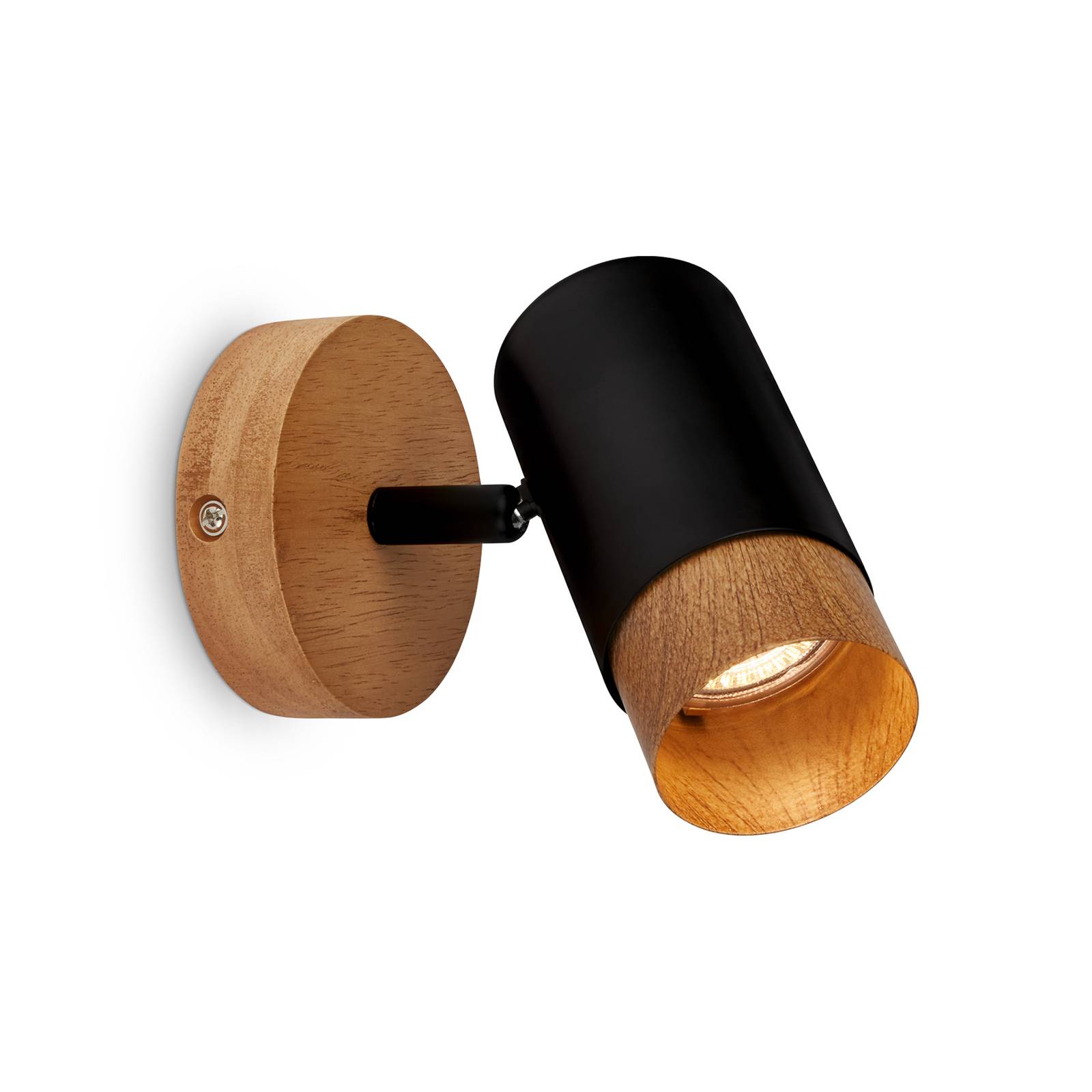Wandspot Plek GU10 schwarz/Holz einflammig