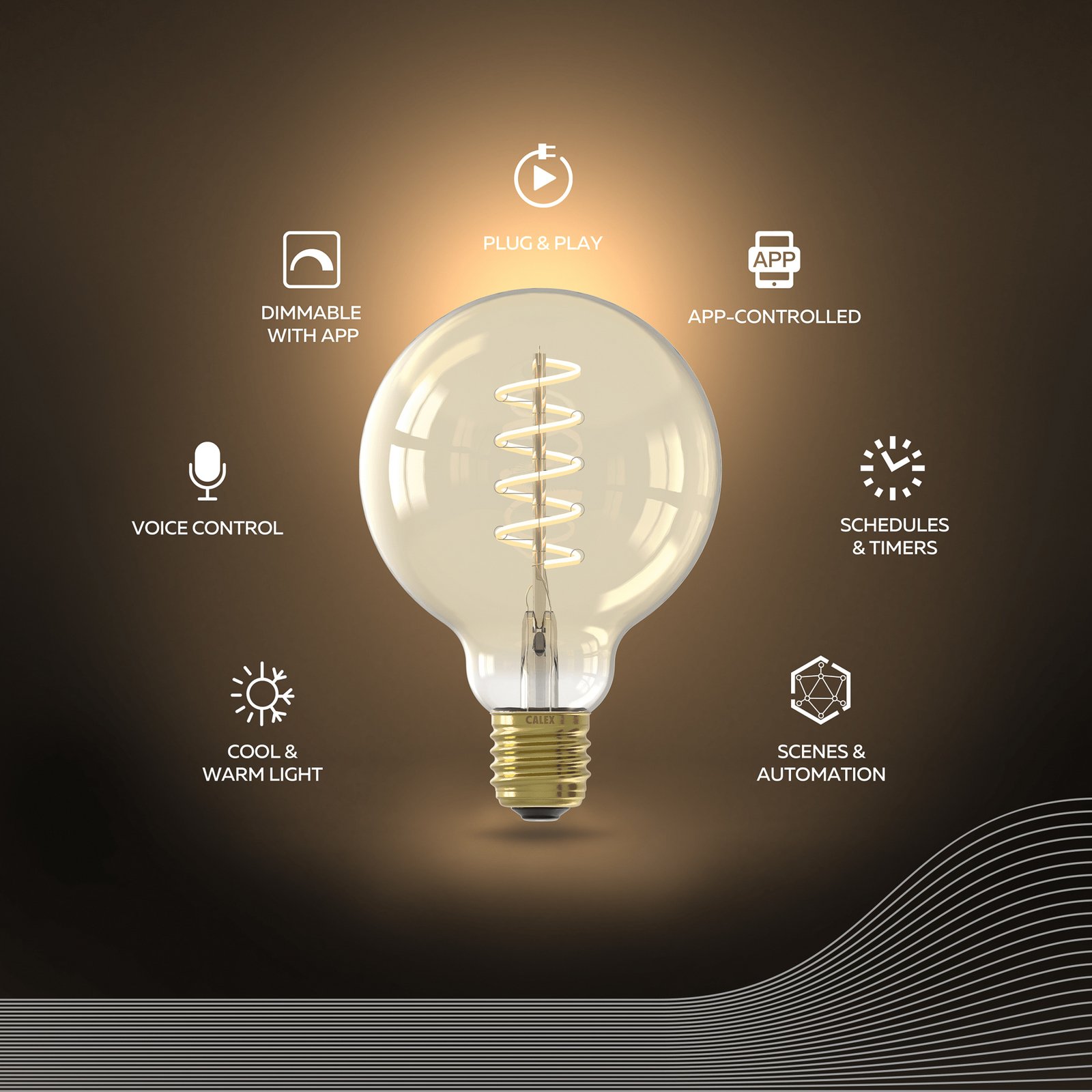 Calex Smart LED E27 7W G95 1800 - 3000 K Filament 2-pack