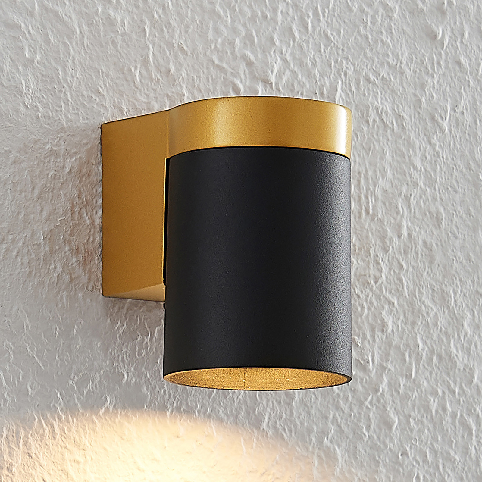 Arcchio Asra wall light, 1-bulb, black, for Hallway, aluminium, GU10, 8 W, energy efficiency: A++, W: 5.4 cm, H: 7.5 cm