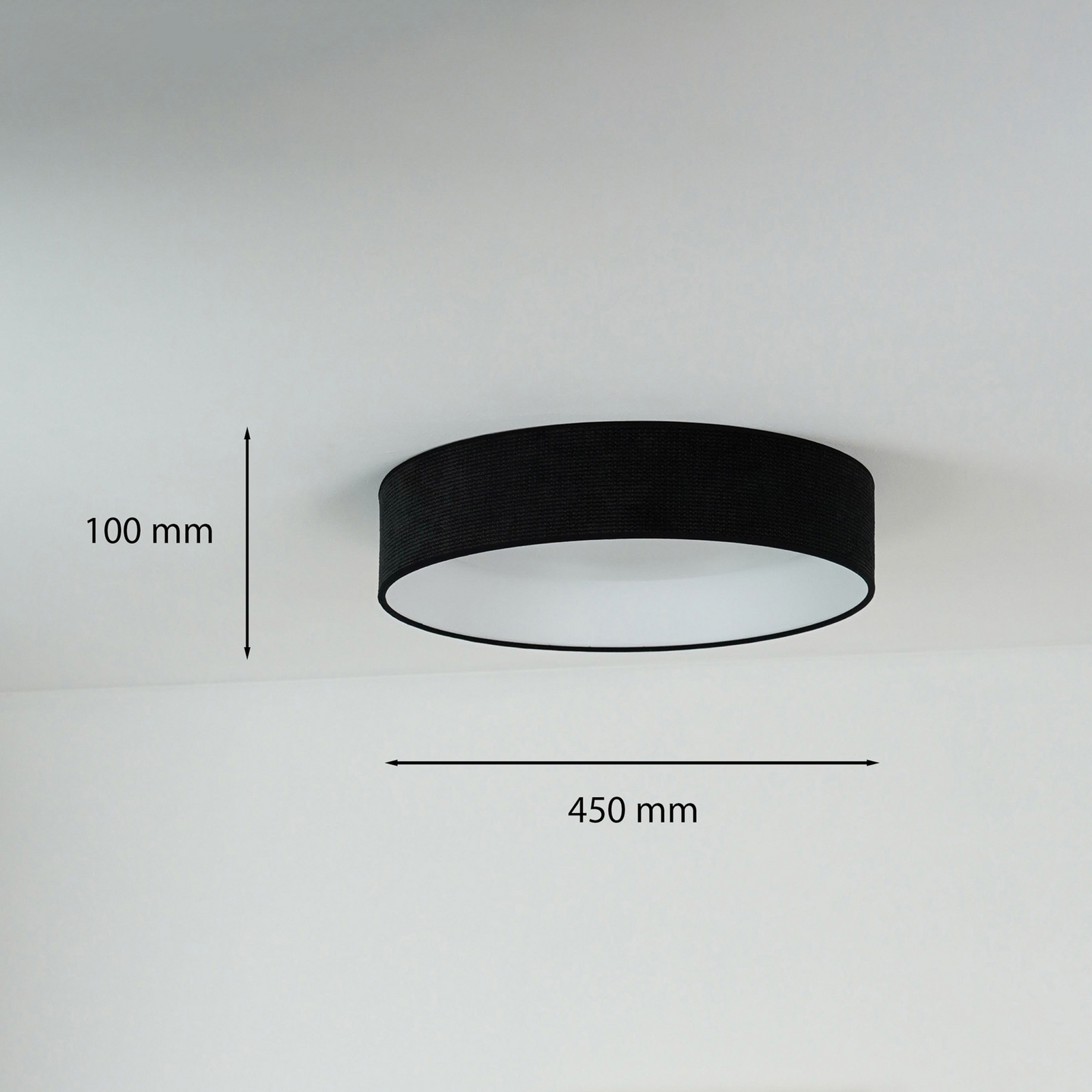 LED-Deckenleuchte Plafond, schwarz, Stoff, Ø 45 cm, 3-step