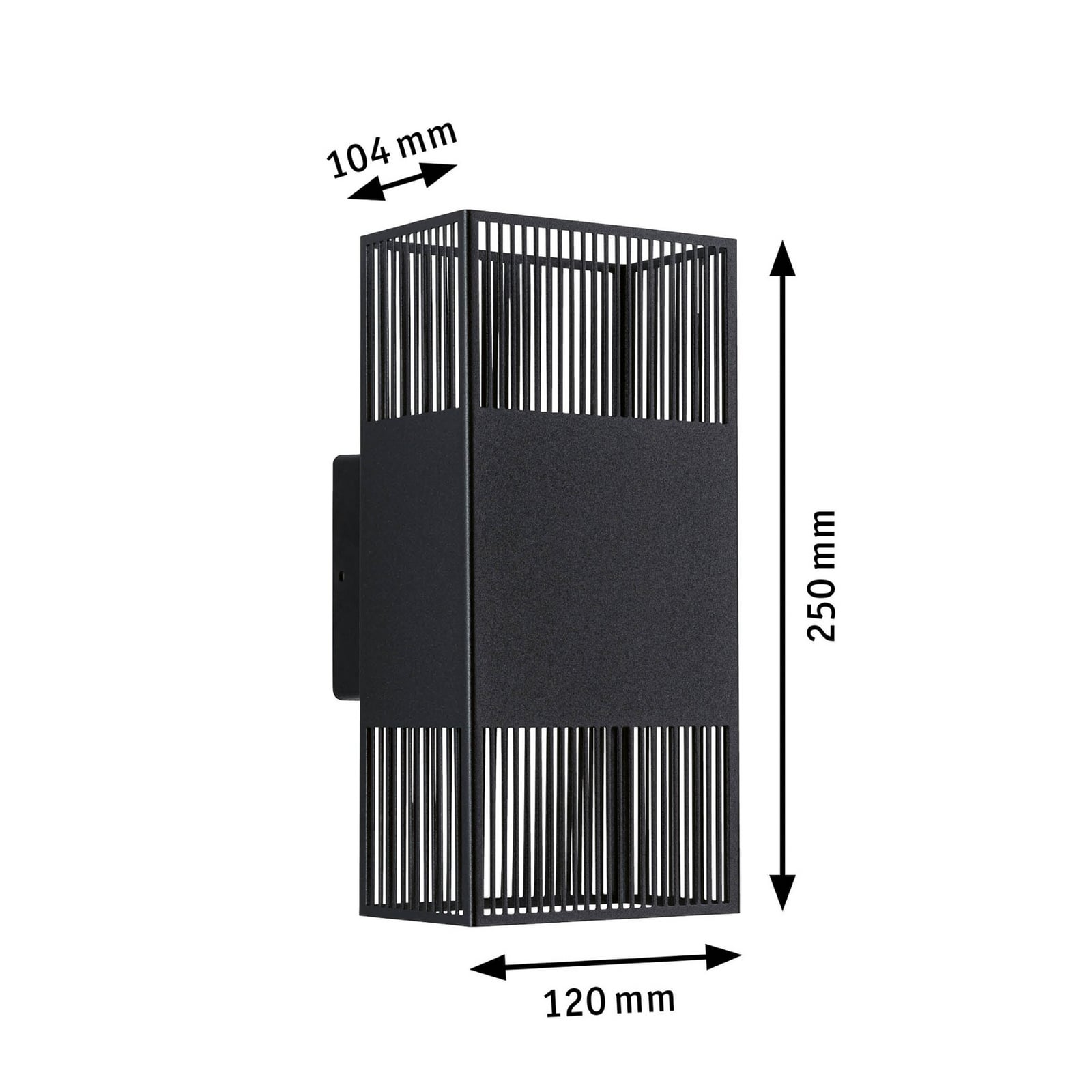 Paulmann LED-væglampe Tharin, 25 cm, sort, op/ned, IP44